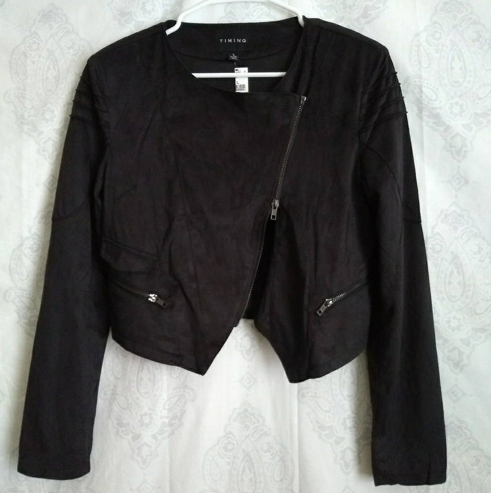 TIMING | Faux Suede Black Blazer